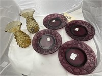 2 Bubble Glass Vases - Purple Plates