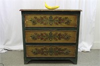 Vintage 3-Drawer Hand-Painted Venetian-Style Chest