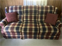 Modern plaid double reclining sofa