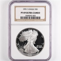 1991-S Proof Silver Eagle NGC PF69 UC