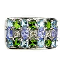 Natural Tanzanite & Chrome Diopside Ring