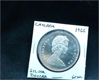 1966 CANADA SILVER DOLLAR  GEM