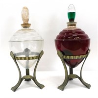 Pair of Art Deco teardrop apothecary bottles with