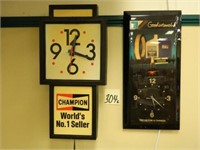 Goodwrench Battery Op. Clock & Champion Lighted -
