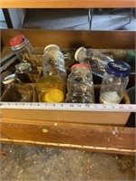 Box vintage jars, mostly glass.