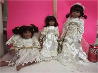 Trio of Vintage Porcelain Dolls