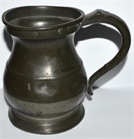 Antique English Pewter 1 Pint Tankard Touch Marks