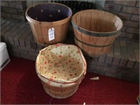 3 wooden bushel baskets (2 - 18" dia; 17.5" dia)
