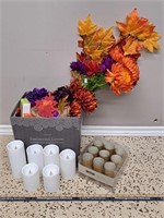 Faux Floral & Candle Decor Lot