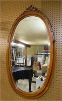 Ribbon and Laurel Carved Walnut Beveled Mirror.