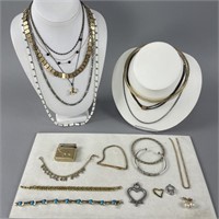 Gold and Silver Tone Costume Jewelry & Lighter