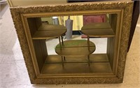 Antique framed display box shelf, with a mirror