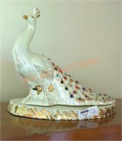 Vintage ceramic MCM light up jeweled peacock