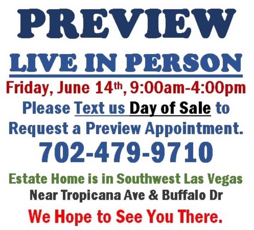 Sun.@6pm- Las Vegas Pilot Estate Timed Online Auction 6/16