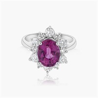 14K WHITE GOLD 2.82CT PINK TOURMALINE 0.88CT DIAMO