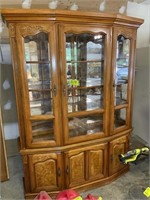 TWO PIECE LIGHTED CHINA CABINET WITH 6 DOORS. 60 I