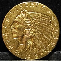 1912 $2.50 Indian Gold Quarter Eagle, High Grade