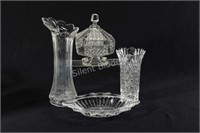 EAPG Designer Compote, Pickle Tray, Vase