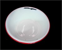 Vintage Red & White Enamelware Basin Bowl 7.5 x2.5