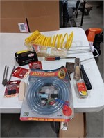 Painting supplies, Light bulbs, hoses, door stop