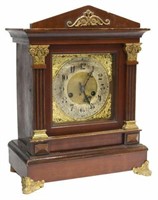 HAMBURG-AMERICAN NEOCLASSICAL WALNUT SHELF CLOCK