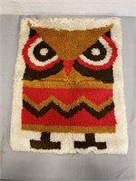 Vintage Latch Hook Owl Size 19"x24”
