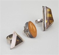 Sterling Silver & Silver Tone Gemstone Rings.