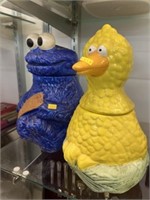Cookie Monster and Big Bird Ceramic Cookie Jars