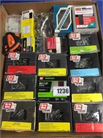 Box of Assorted Nails, Hinges, Tape Measure