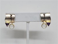 .925 Sterling Silver Amethyst Earrings