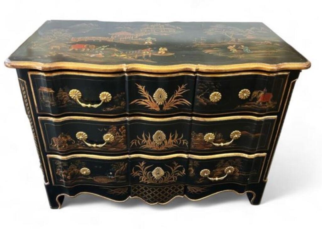 Kitsch Asian Style Painted Chest of Drawers.