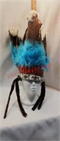 Native American head dress leather cap