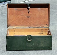 Vintage Army Wood Chest w Metal Ends