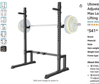 Uboway Barbell Rack Squat Stand Adjustable Bench