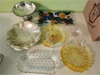 Lot of Pretty Glassware & Pewter Bowl