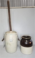 STONEWARE CROCK AND BUTTER CHURN