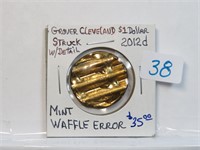 2012 D Presidental Dollar Cleveland ERROR Waffle