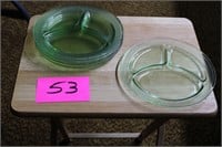 6 Green Depression plates