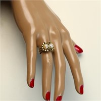 14K gold pearl ring