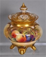 Royal Worcester handpainted lidded pot pouri jar