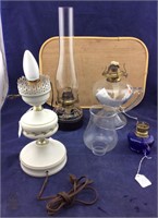 Oil Lamps & Tole Lamp with Parts