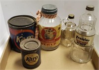 Flat of Syrup Glass Bottles & Tins