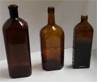 Lot of Amber Glass Medicinal Bottles