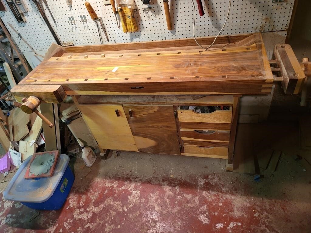 Wooden work bench no contents 5ft.x 20 1/2 in.