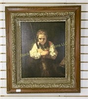 26 x 30 Antique Oak Picture Frame With Print