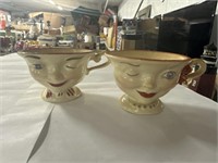 2pc antique winking Lipton tea cups