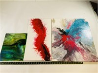 3pcs misc sized abstract paintings