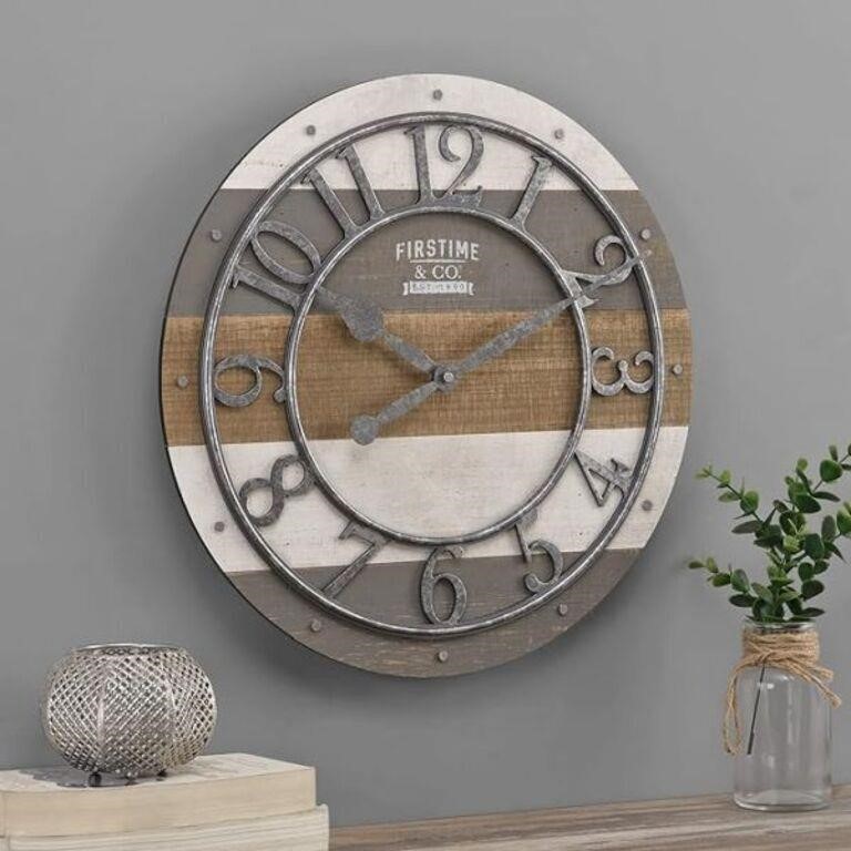 16" FirsTime 99687 Shabby Wood Wall Clock, Gray