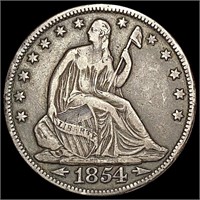 1854-O Arrows Seated Liberty Half Dollar NEARLY