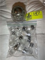 GROUP OF GLASS SALT AND PEPPER SHAKERS